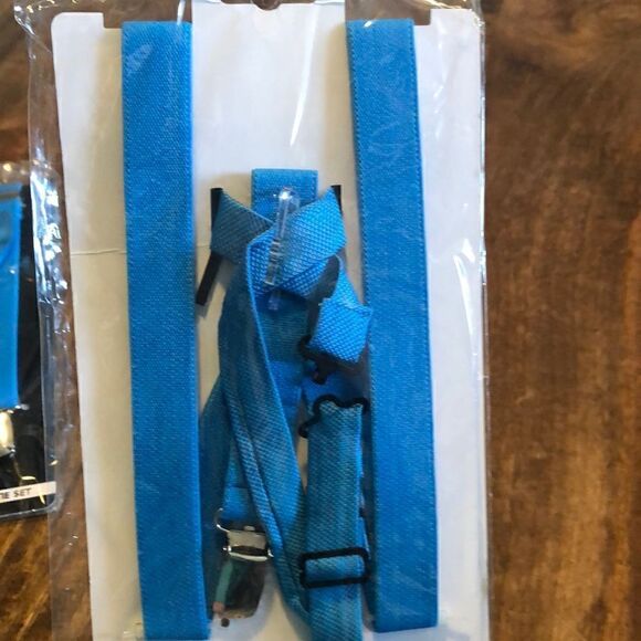 Kids Umo Lorenzo Suspender And Bow Tie Set-Rainbow blue - Picture 4 of 4